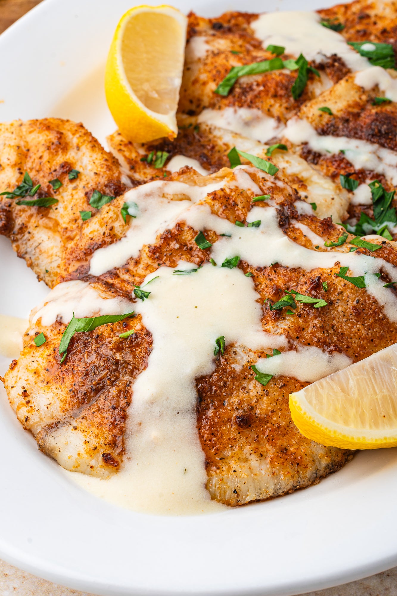 Air Fryer Tilapia with Creamy Lemon Dijon Sauce