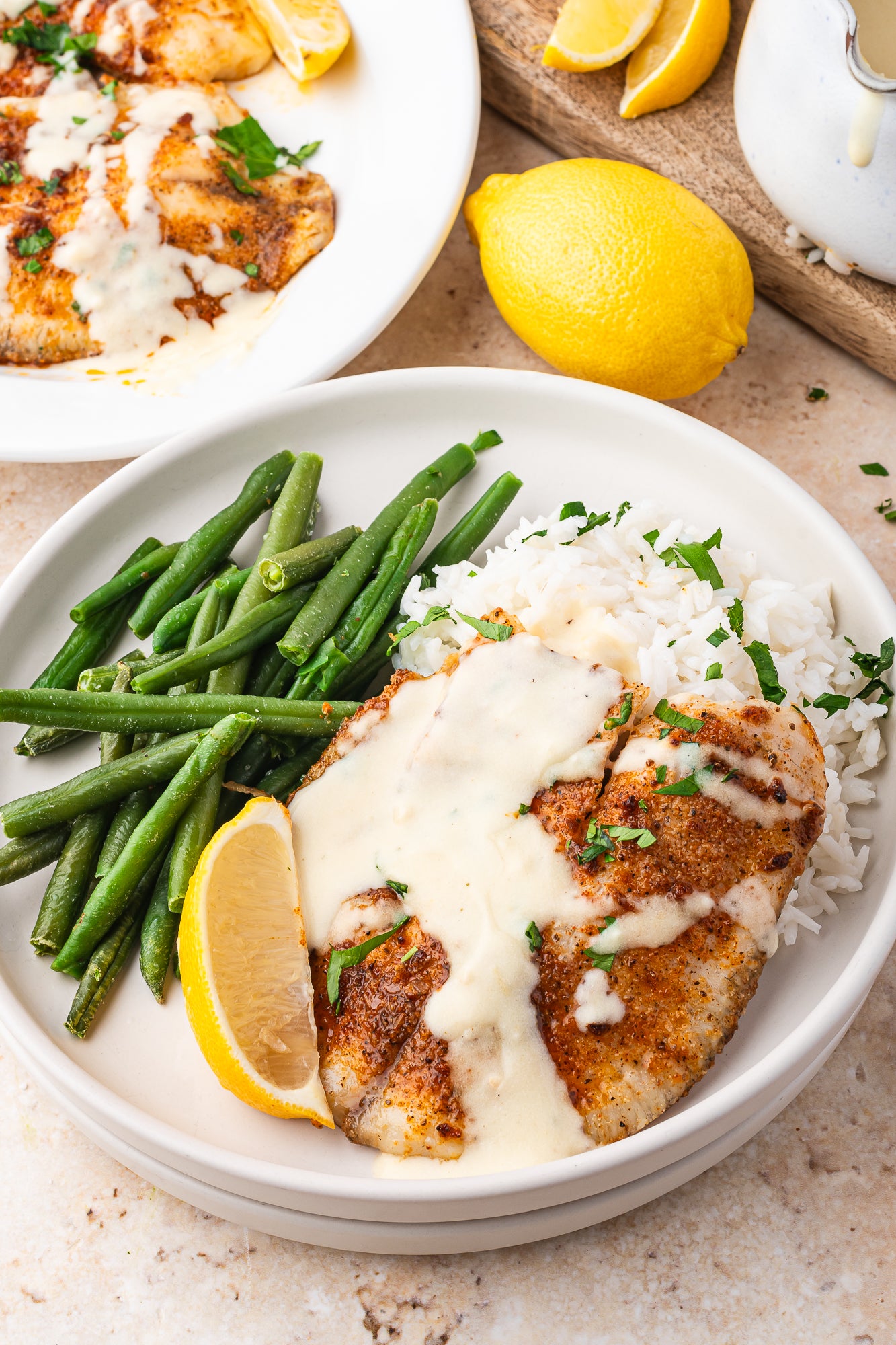 Air Fryer Tilapia with Creamy Lemon Dijon Sauce