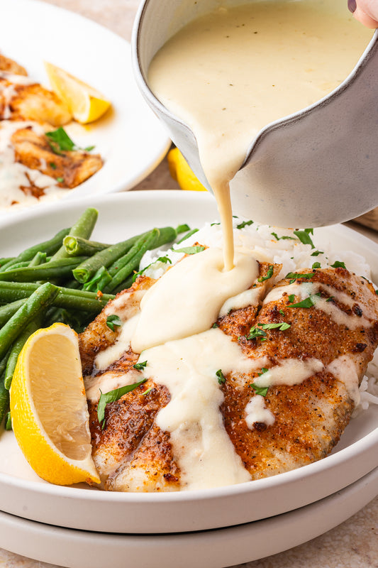 Air Fryer Tilapia with Creamy Lemon Dijon Sauce